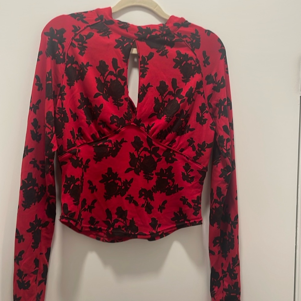 Free People black and red long sleeve